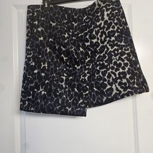 Dalia Asymmetrical Leopard Print Skirt - Black and White